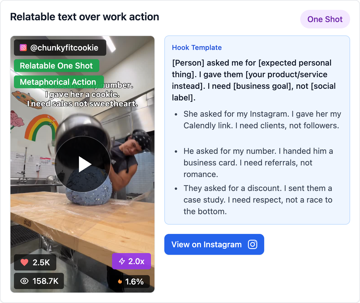 Relatable text over work action