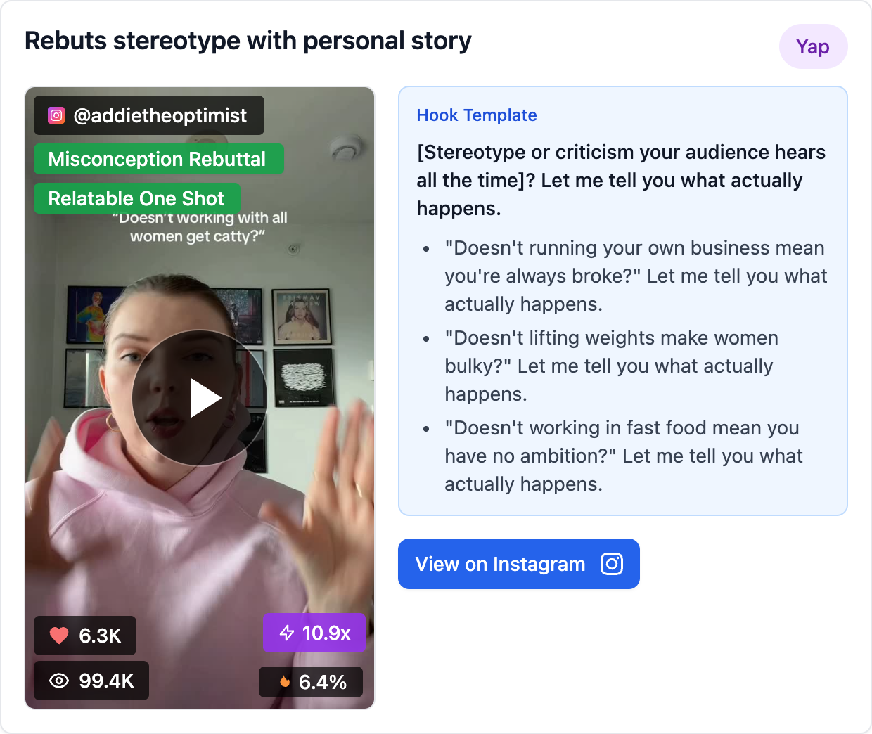 Rebuts stereotype with personal story