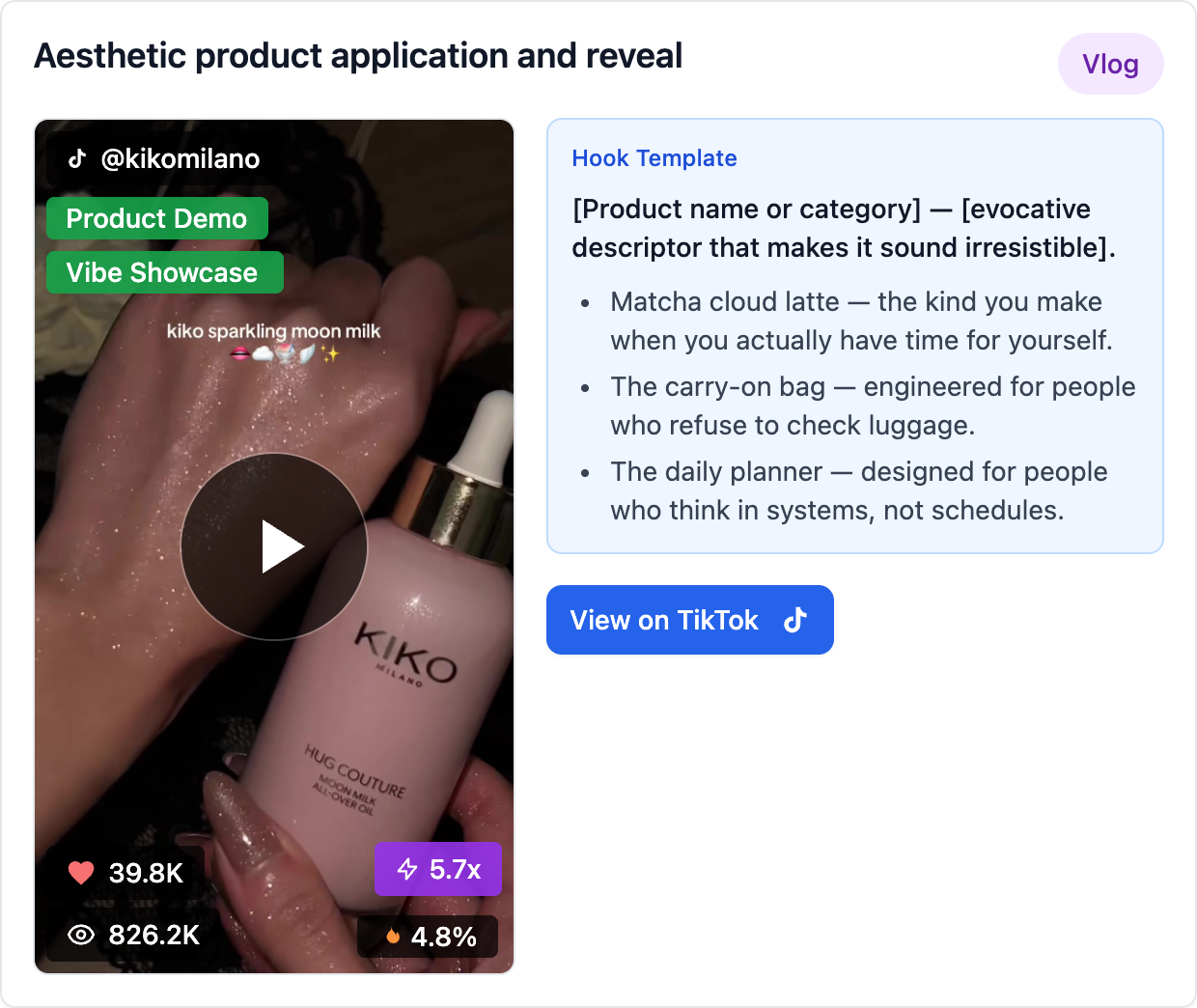 Aesthetic product application and reveal