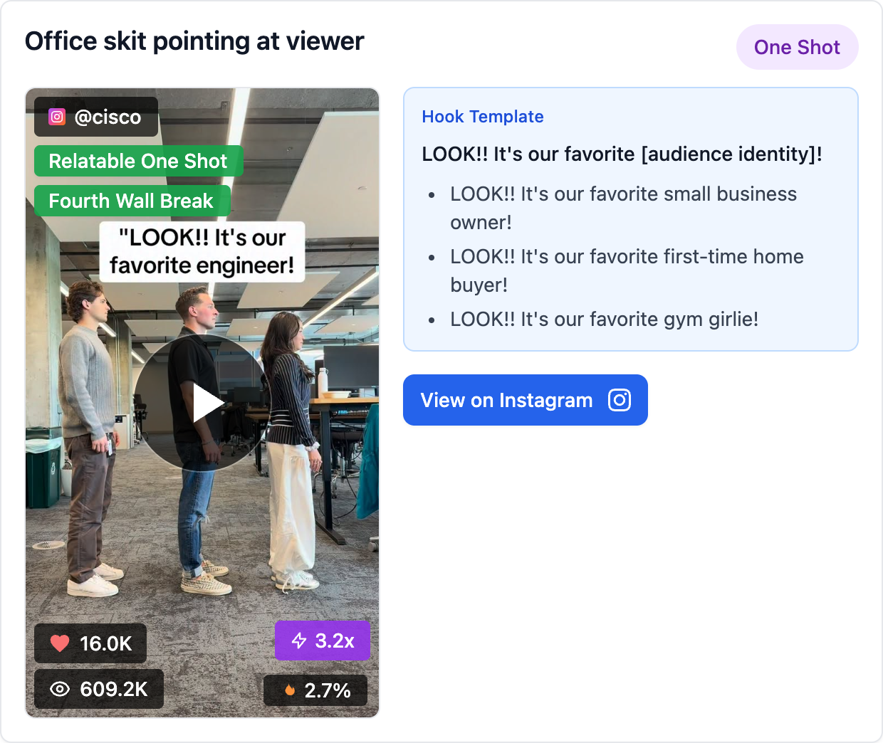 Office skit pointing at viewer