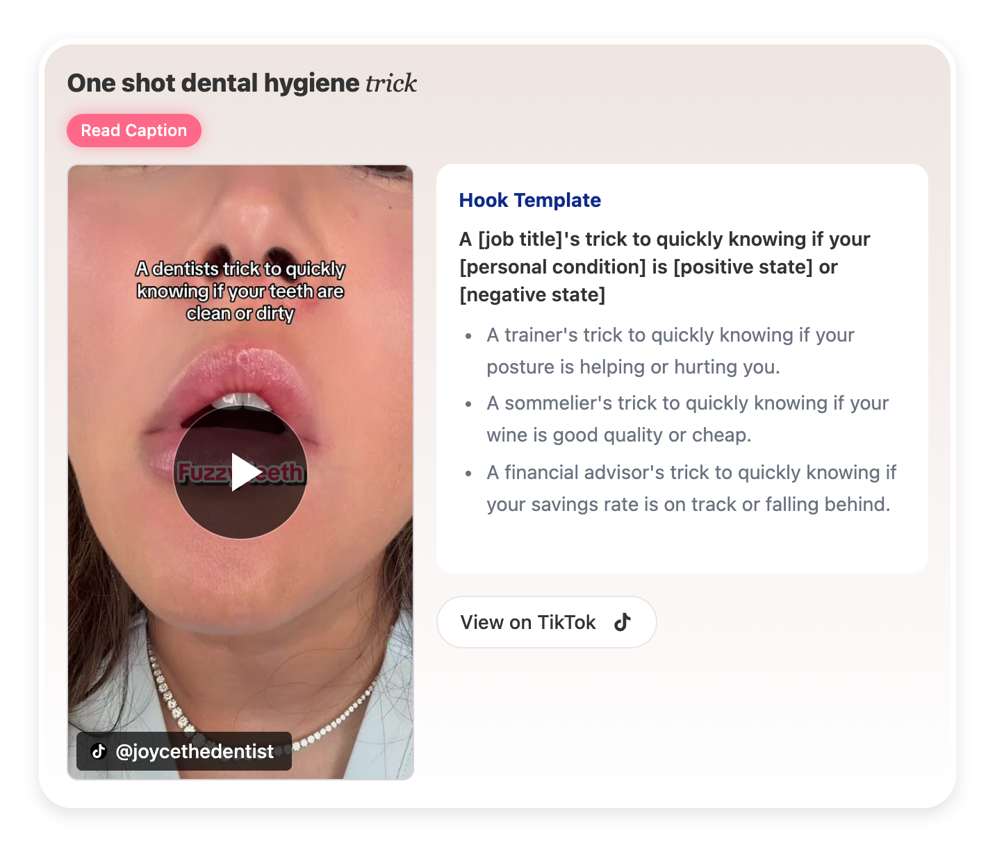 One shot dental hygiene trick