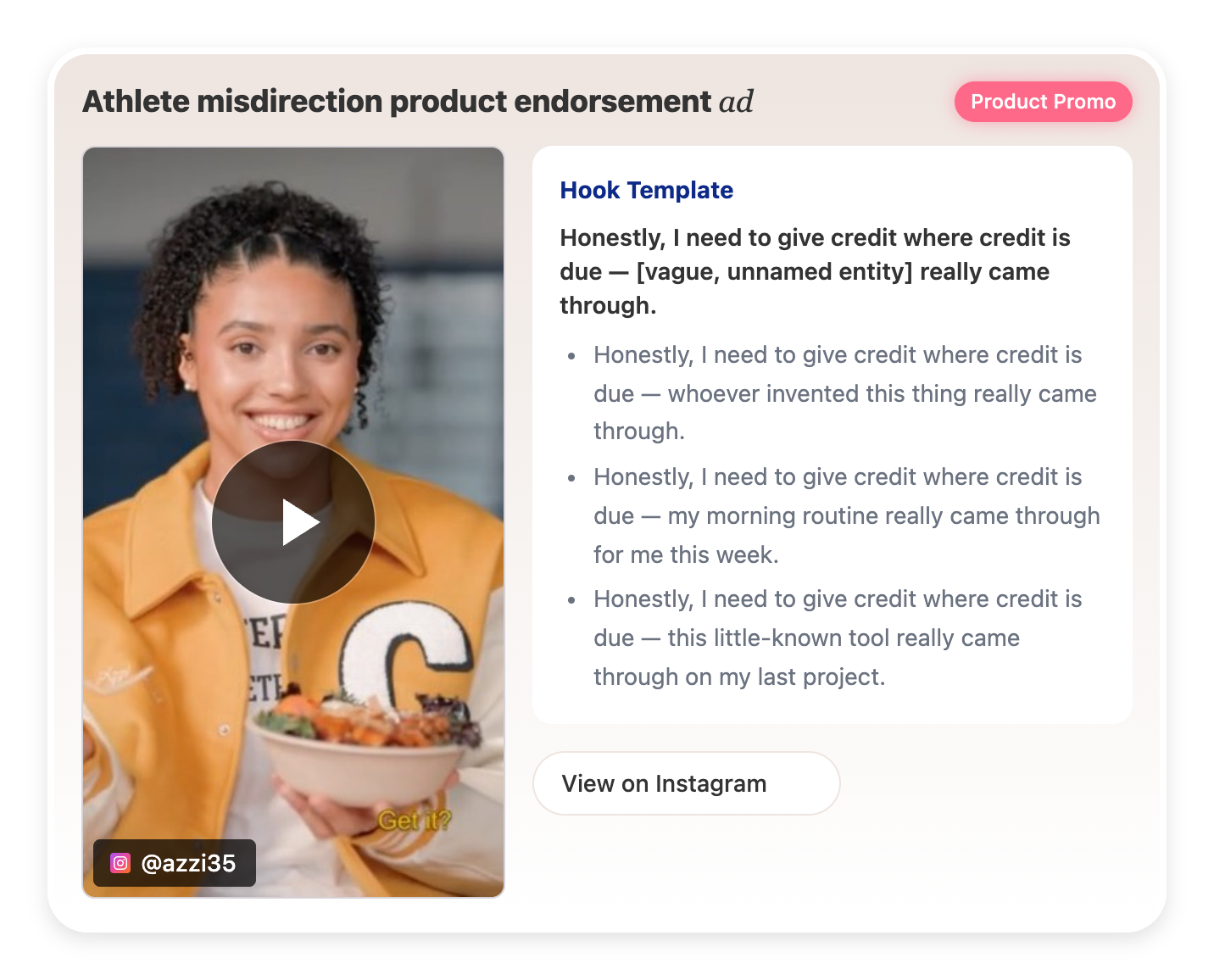 Athlete misdirection product endorsement ad Athlete misdirection product endorsement ad