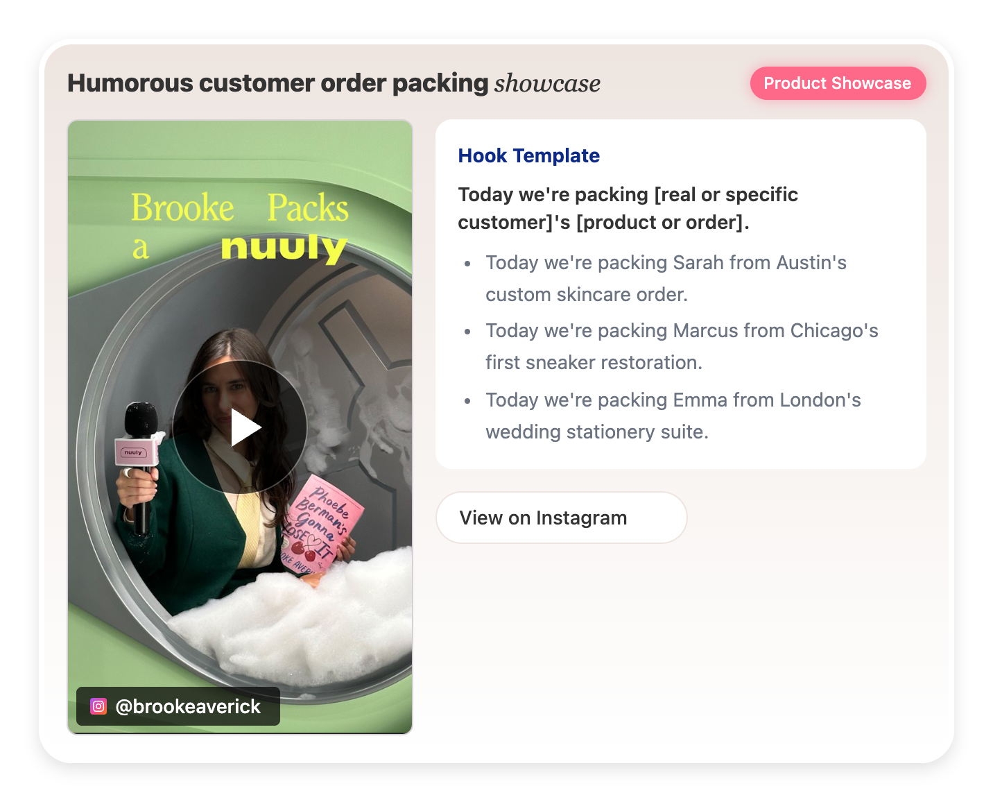 Humorous customer order packing showcase Humorous customer order packing showcase