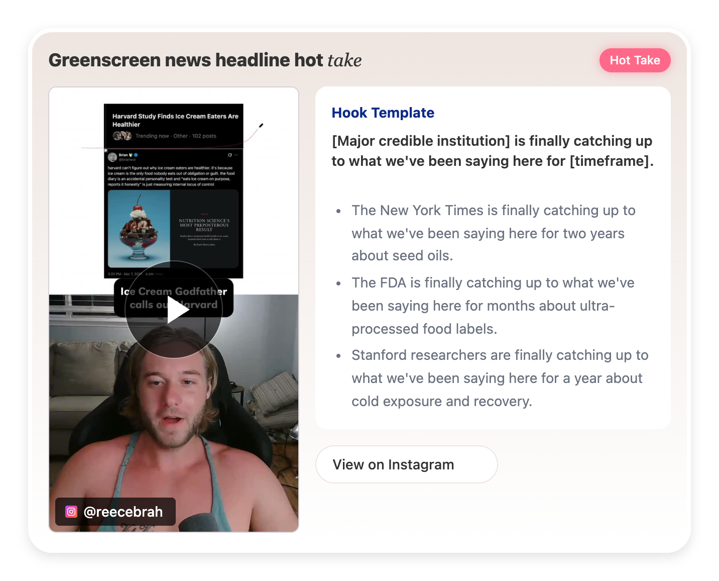 Greenscreen news headline hot take