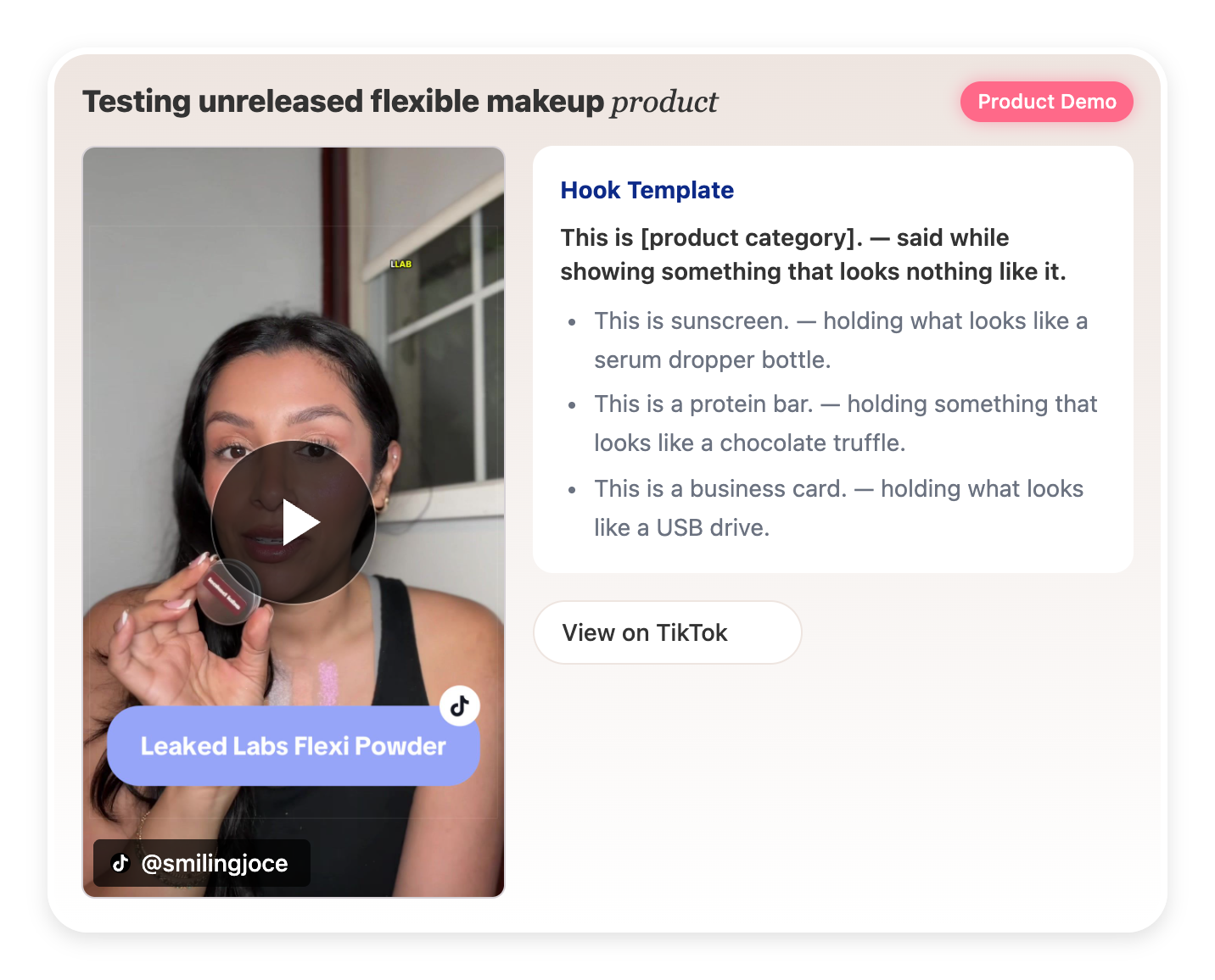 Testing unreleased flexible makeup product