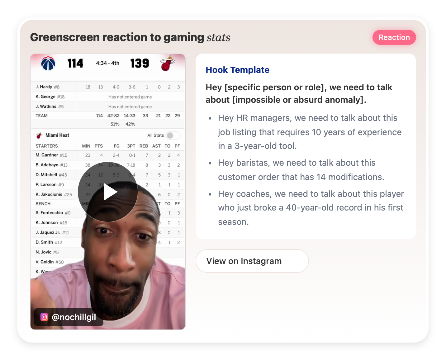 Greenscreen reaction to gaming stats