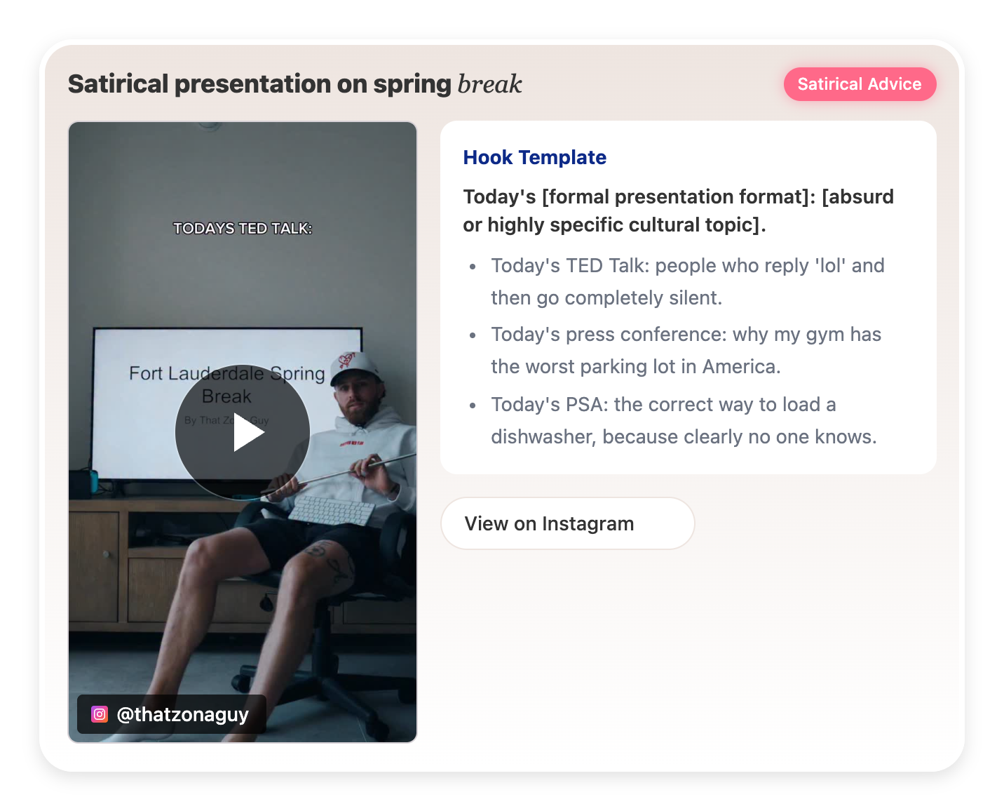 Satirical presentation on spring break