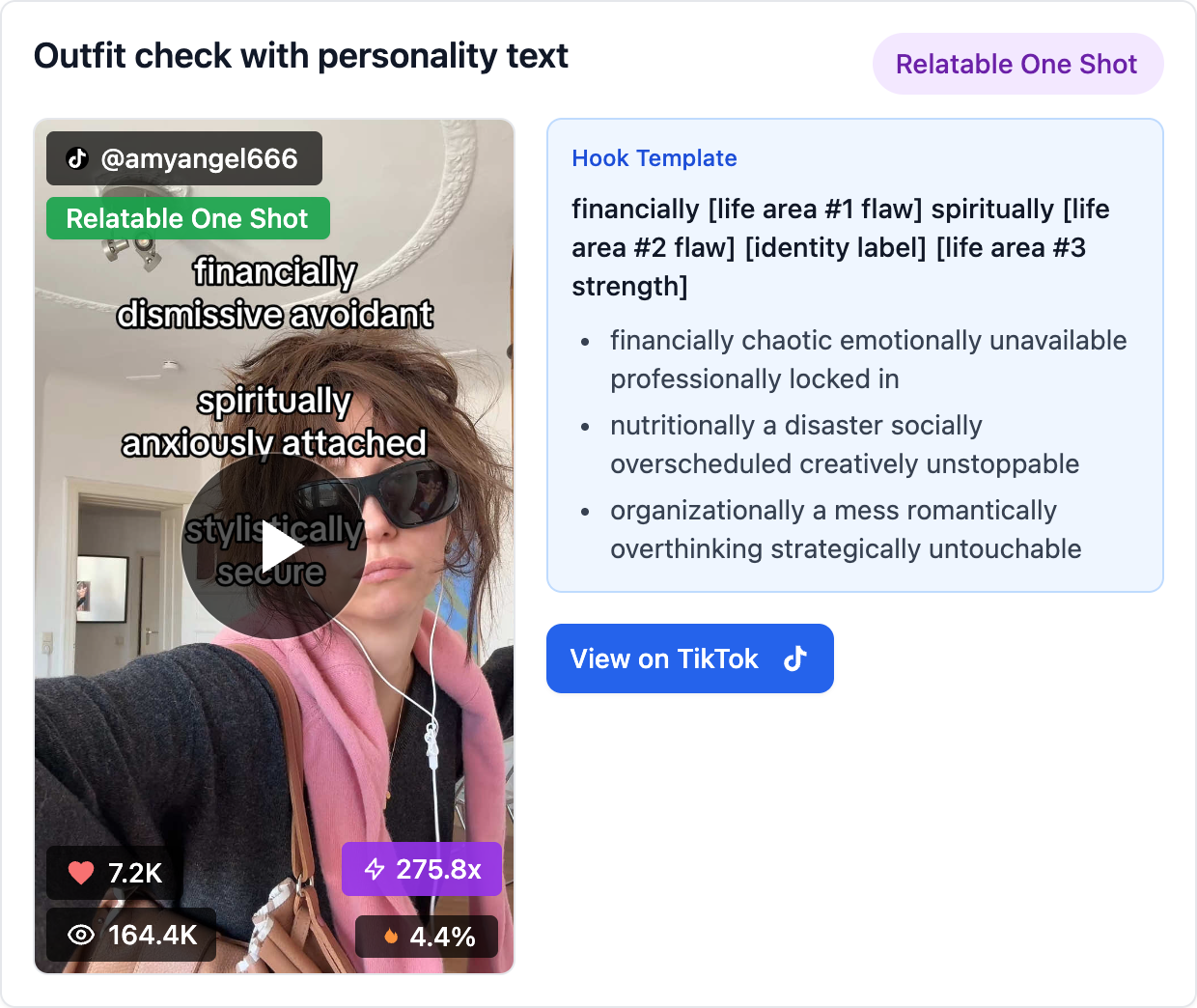 Outfit check with personality text
