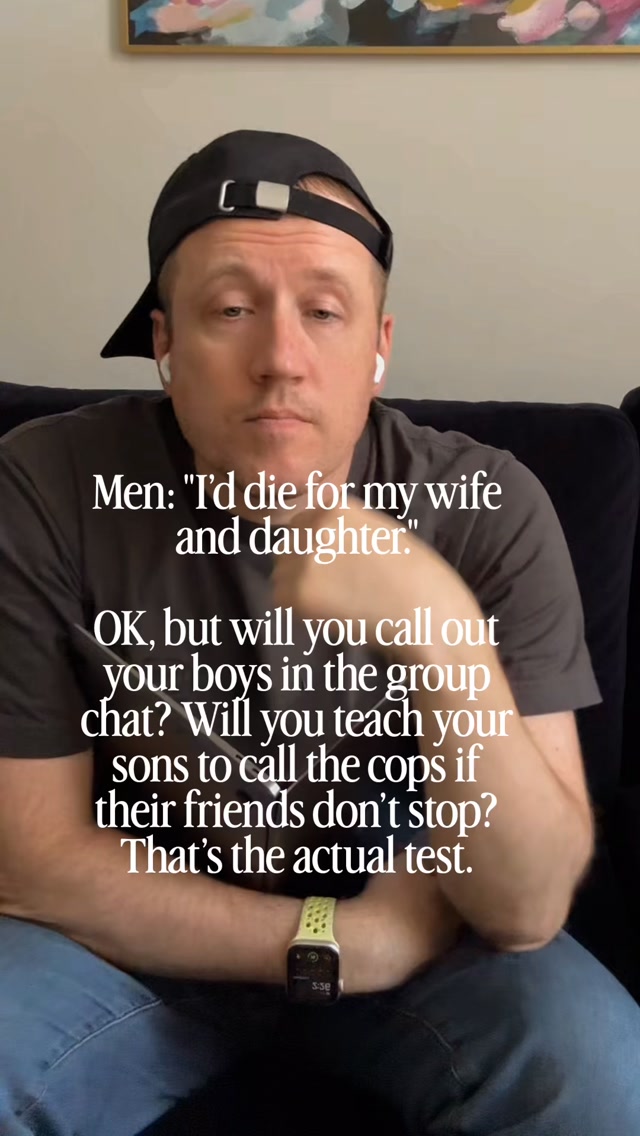 Challenging statement via text overlay